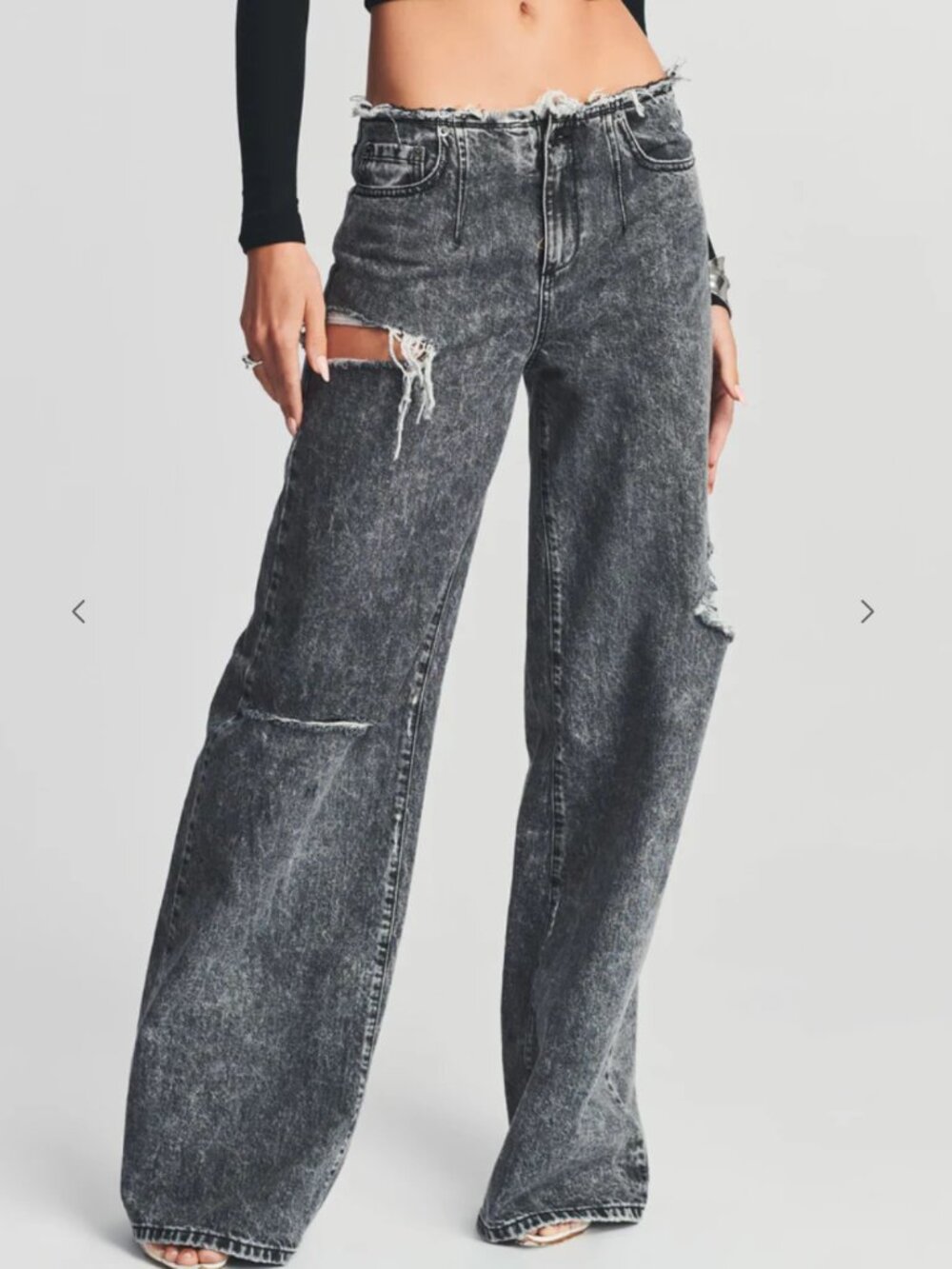 SEROYA Aston Wide Leg Jean Size 26 Color Smoke Black